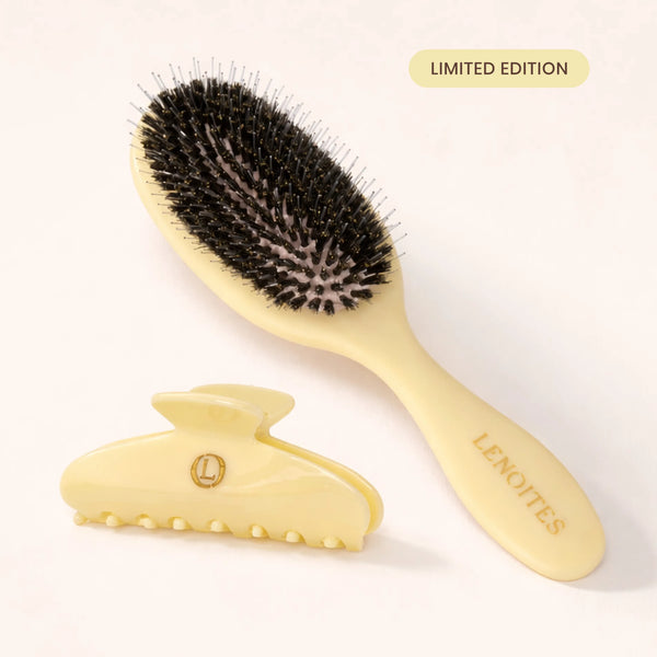 Wild Boar Hair Brush + Claw Clip Set