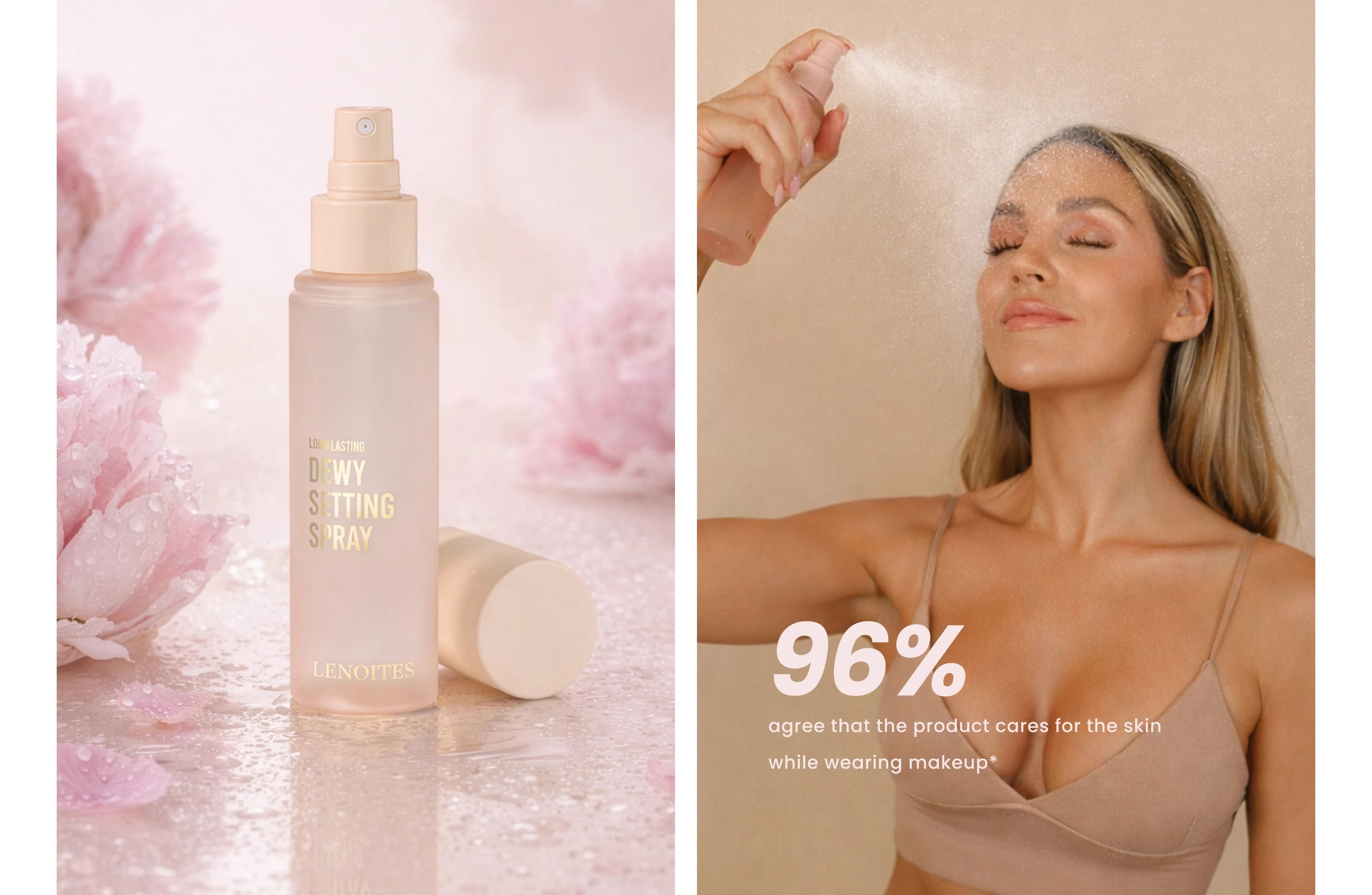 Setting spray that cares for the skin
