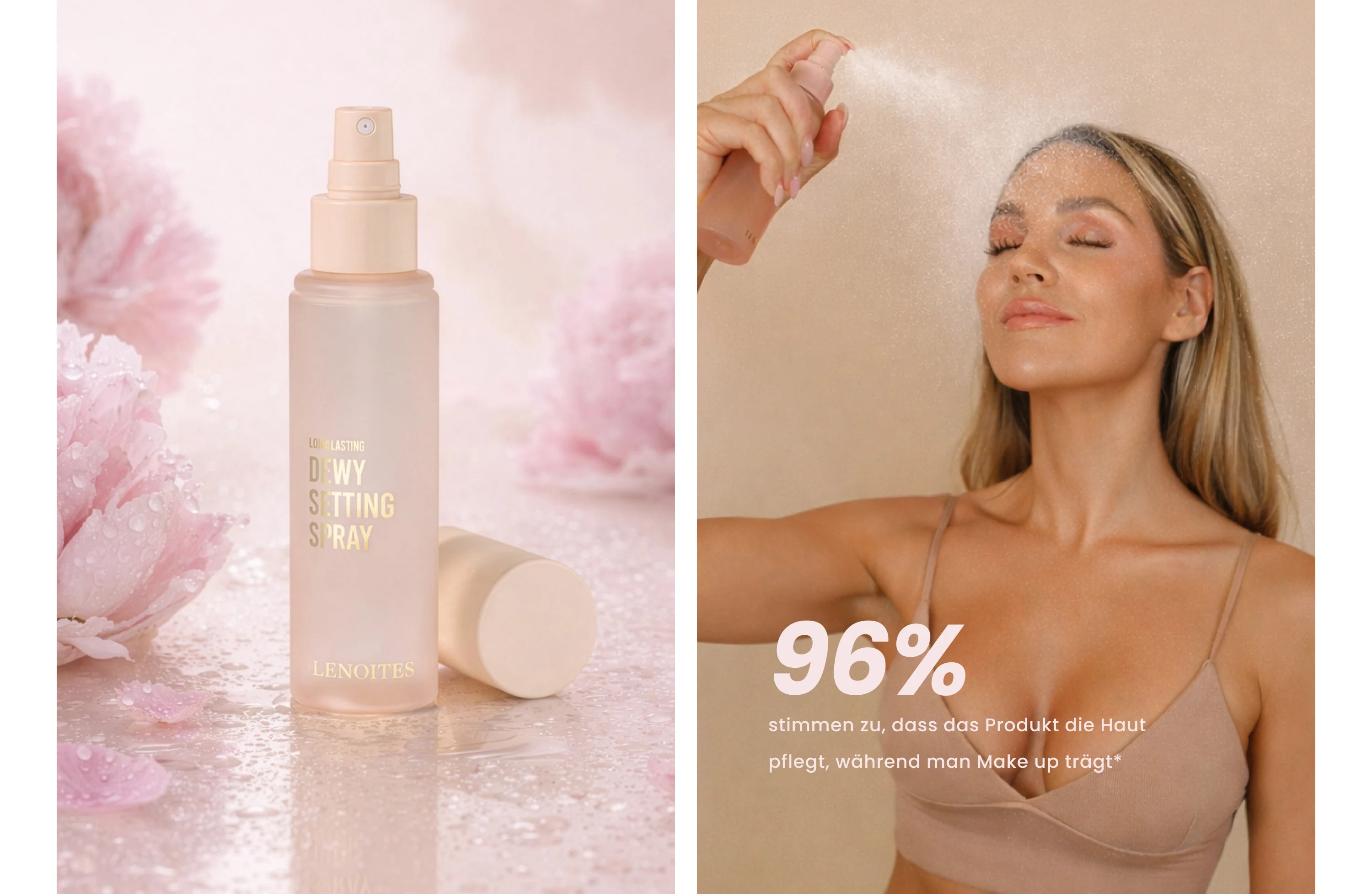Setting spray that cares for the skin