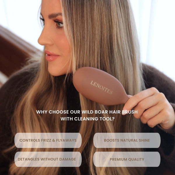 Wild Boar Hair Brush with Cleaning Tool