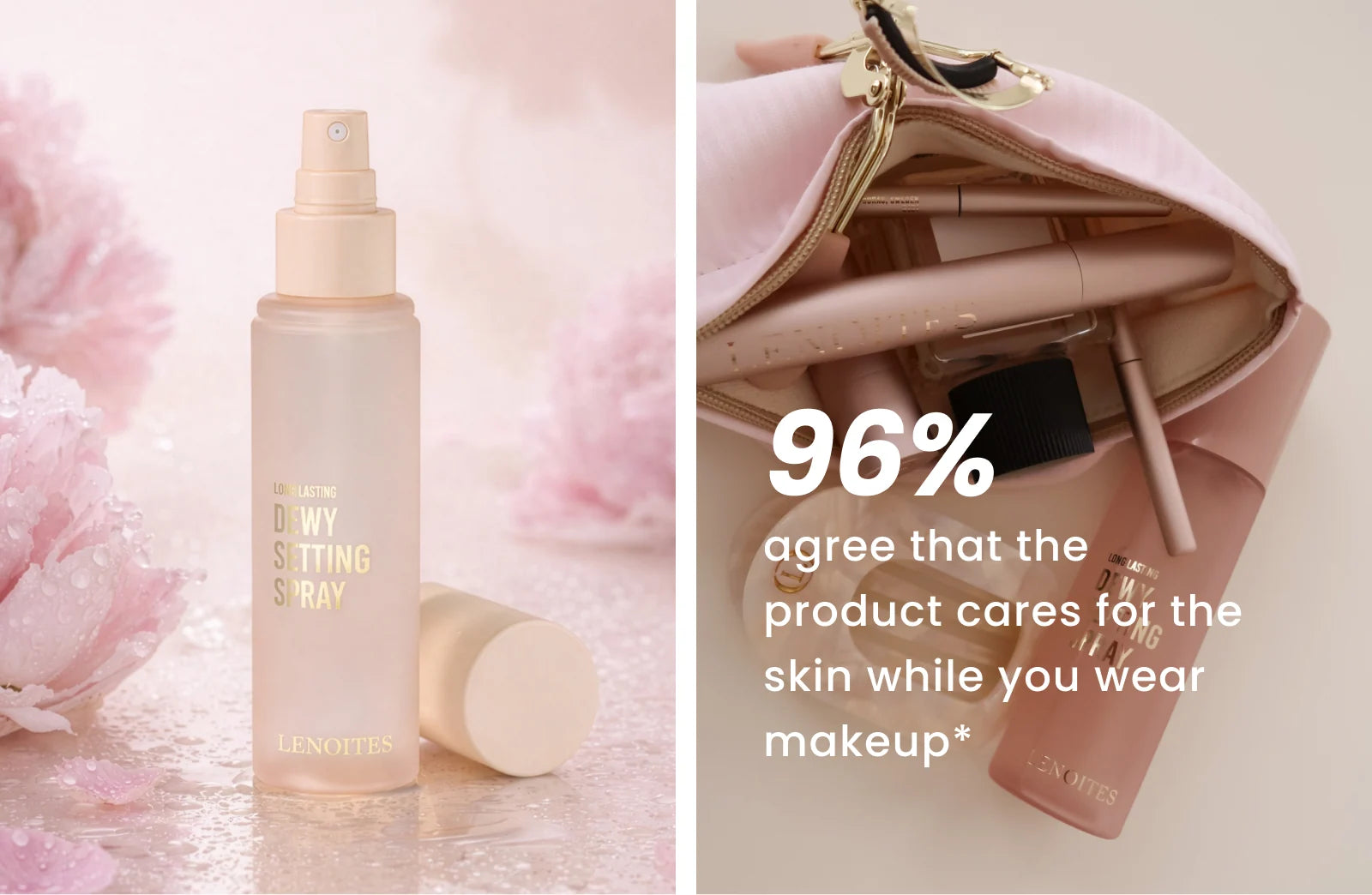 Setting spray that cares for the skin
