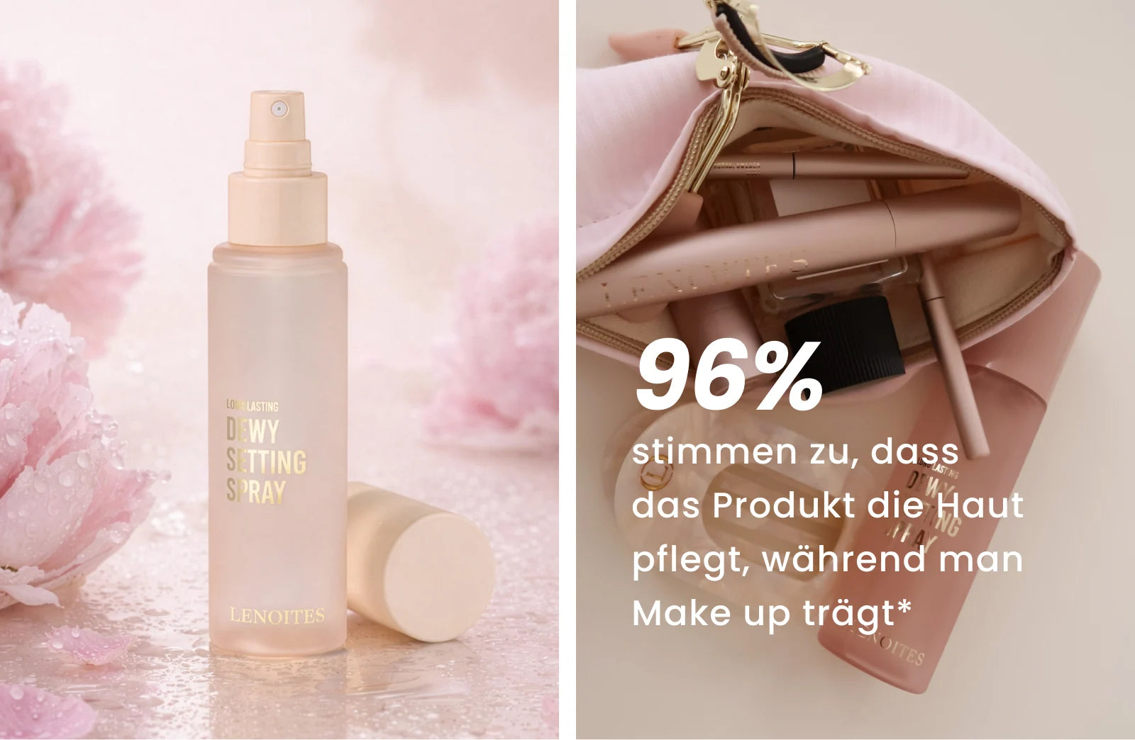 Setting spray that cares for the skin