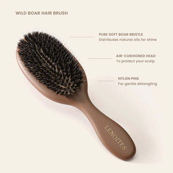 Wild Boar Hair Brush with Cleaning Tool