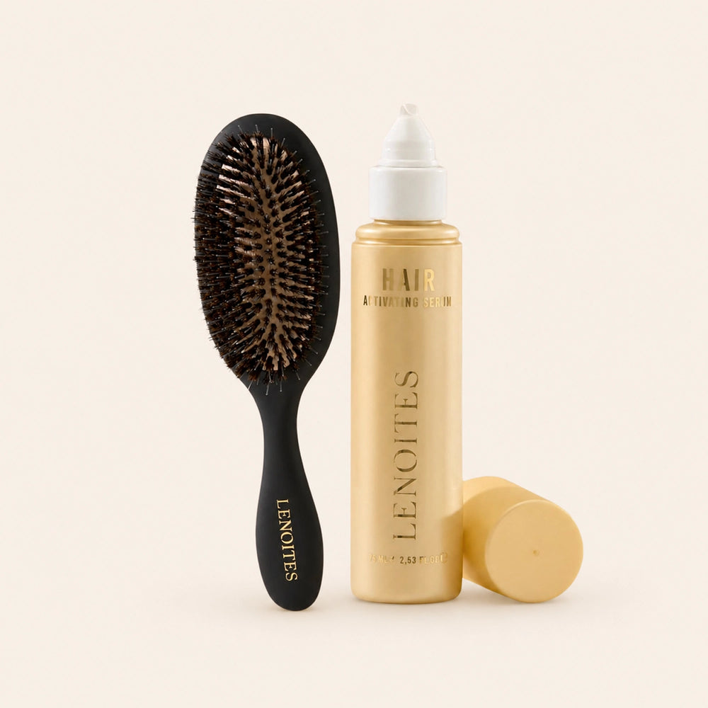 Hair Growth Serum + Wild Boar Hair Brush Set