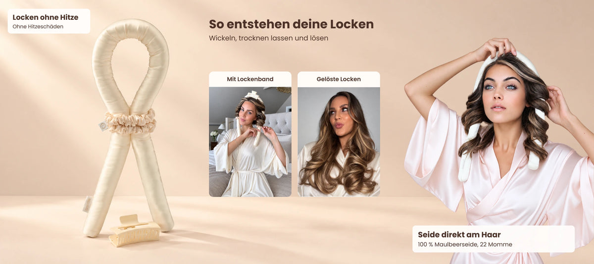 Locken ohne Hitze, ohne Hitzeschäden. Lockenband aus Seide.
