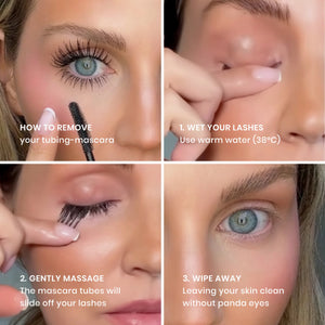 Step by step removing tubing mascara