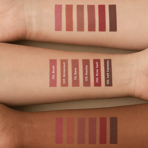 Lenoites Shape & Sculpt Lip Liner – Sechs Farbtöne auf drei Hauttönen