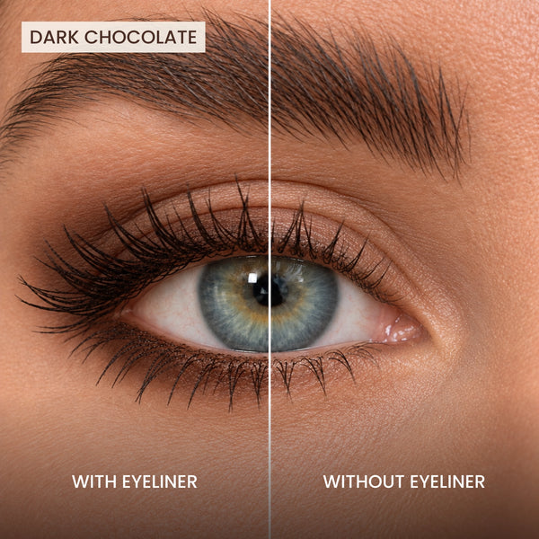 Silk Longwear Gel Eyeliner – Dark Chocolate – With and without eyeliner
