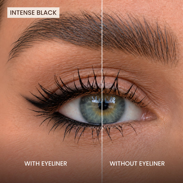 Silk Longwear Gel Eyeliner – Intense Black – With and without eyeliner