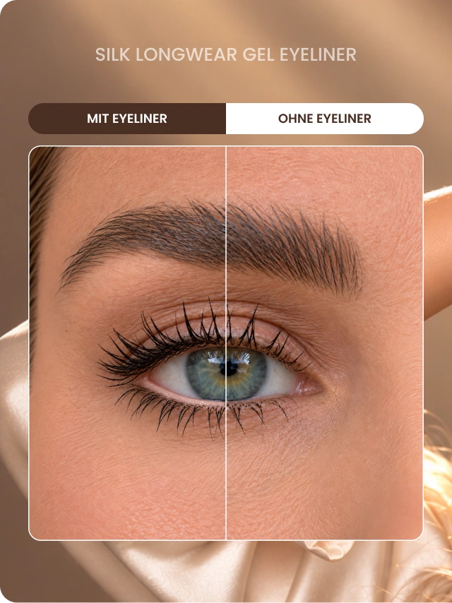 Bright Nude: mit Eyeliner links und ohne rechts.